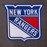 New York Rangers Wool & Leather Reversible Jacket w/ Embroidered Logos - Charcoal/Black