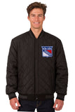 New York Rangers Wool & Leather Reversible Jacket w/ Embroidered Logos - Charcoal/Black