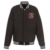 Toronto Raptors JH Design Reversible Fleece Jacket with Faux Leather Sleeves - Black/White