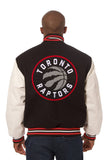 Toronto Raptors Domestic Two-Tone Wool and Leather Jacket-Black