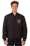 Toronto Raptors Wool & Leather Reversible Jacket w/ Embroidered Logos - Charcoal/Black