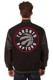 Toronto Raptors Wool & Leather Reversible Jacket w/ Embroidered Logos - Black