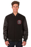 Toronto Raptors Wool & Leather Reversible Jacket w/ Embroidered Logos - Black