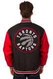 Toronto Raptors Poly Twill Varsity Jacket - Black/Red