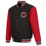 Toronto Raptors Poly Twill Varsity Jacket -Black/Red