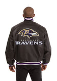 Baltimore Ravens Handmade Full Leather Snap Jacket - Black - J.H. Sports Jackets