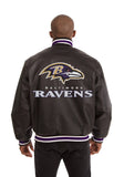 Baltimore Ravens Handmade Full Leather Snap Jacket - Black