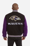 Baltimore Ravens JH Design Wool Handmade Full-Snap Jacket - Black/Purple - J.H. Sports Jackets