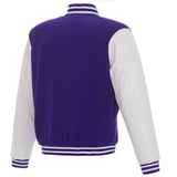 Baltimore Ravens JH Design Reversible Fleece Jacket with Faux Leather Sleeves - Purple/White