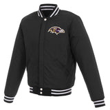 Baltimore Ravens - JH Design Reversible Fleece Jacket with Faux Leather Sleeves - Black/White