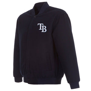 Tampa Bay Rays Reversible Wool Jacket  With Embroidered Logos -JH Design - Navy