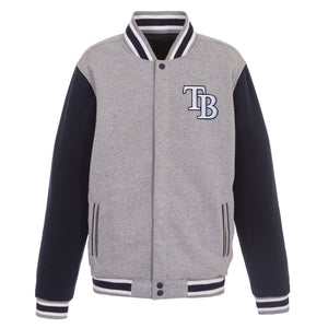 Tampa Bay Rays JH Design Two-Tone Reversible Fleece Jacket - Gray/Navy