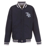 Tampa Bay Rays JH Design Two-Tone Reversible Fleece Jacket - Gray/Navy