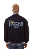 Tampa Bay Rays Wool Jacket w/ Handcrafted Leather Logos - Navy