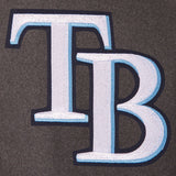 Tampa Bay Rays Wool & Leather Reversible Jacket w/ Embroidered Logos - Charcoal/Navy