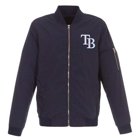 Tampa Bay Rays JH Design Lightweight Nylon Bomber Jacket – Navy