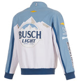 Ross Chastain JH Design Busch Light Full-Snap Twill Uniform Jacket - White/Light Blue - J.H. Sports Jackets