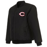 Cincinnati Reds Reversible Wool Jacket With Embroidered Logos - JH Design - Black