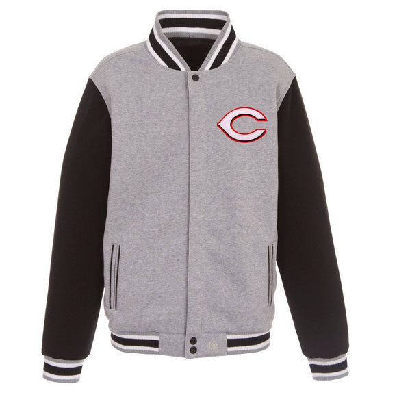 Cincinnati Reds Two-Tone Reversible Fleece Jacket - Gray/Black