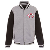 Cincinnati Reds Two-Tone Reversible Fleece Jacket - Gray/Black