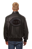 Cincinnati Reds Full Leather Jacket - Black/Black