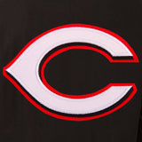 Cincinnati Reds Wool & Leather Reversible Jacket w/ Embroidered Logos - Black