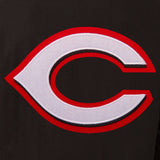 Cincinnati Reds Wool & Leather Reversible Jacket w/ Embroidered Logos - Black