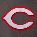 Cincinnati Reds Wool & Leather Reversible Jacket w/ Embroidered Logos - Charcoal/Black