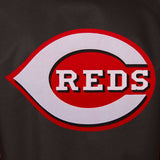 Cincinnati Reds Poly Twill Varsity Jacket - Black/Red