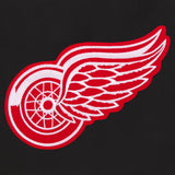 Detroit Red Wings Reversible Wool Jacket - Embroidered Logos JH Design-Black