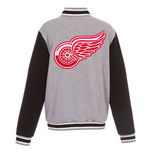 NHL Detroit Red Wings  JH Design Two-Tone Reversible Fleece Jacket - Gray/Black