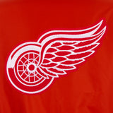 Detroit Red Wings JH Design Reversible Fleece Jacket with Faux Leather Sleeves - Red/White - J.H. Sports Jackets