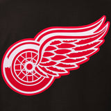 Detroit Red Wings Reversible Wool Jacket Embroidered Logos  JH Design - Black