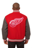 Detroit Red Wings Embroidered All Wool Two-Tone Jacket - Red/Gray