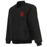 Houston Rockets Reversible Wool Jacket -  Embroidered Logos JH Design Black