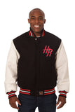 Houston Rockets Domestic Two-Tone Wool and Leather Jacket-Black/White