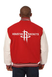 Houston Rockets Domestic Two-Tone Wool and Leather Jacket-Red/White