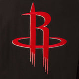 Houston Rockets Wool & Leather Reversible Jacket w/ Embroidered Logos - Black