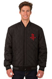 Houston Rockets Wool & Leather Reversible Jacket w/ Embroidered Logos - Black