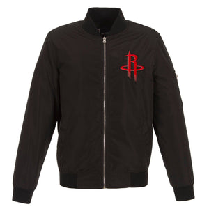 Houston Rockets JH Design Lightweight Nylon Bomber Jacket – Black