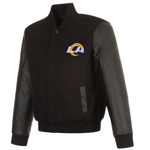 Los Angeles Rams Reversible Wool and Leather Jacket-Black | J.H. Sports ...