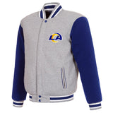 Los Angeles Rams Two-Tone Reversible Fleece Jacket - Gray/Royal - J.H. Sports Jackets