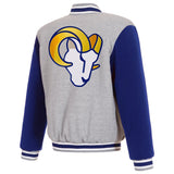 Los Angeles Rams Two-Tone Reversible Fleece Jacket - Gray/Royal - J.H. Sports Jackets