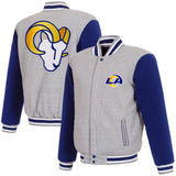 Los Angeles Rams Two-Tone Reversible Fleece Jacket - Gray/Royal - J.H. Sports Jackets