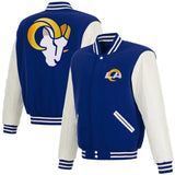 Los Angeles Rams Reversible Varsity Jacket Royal/White - J.H. Sports Jackets