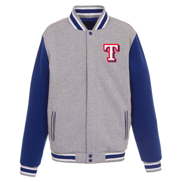 Texas Rangers JH Design Two-Tone Reversible Fleece Jacket - Gray/Royal