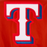 Texas Rangers - JH Design Reversible Fleece Jacket with Faux Leather Sleeves - Red/White - J.H. Sports Jackets