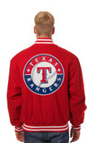 Texans Rangers Wool Jacket w/ Handcrafted Leather Logos - Red