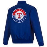 Texas Rangers Poly Twill Varsity Jacket - Royal