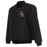 Colorado Rockies Reversible Wool Jacket With Embroidered Logos -JH Design  - Black